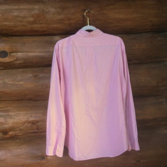Ralph Lauren Pink & White Gingham Mens Slim Fit Pony Button Down Shirt Size XL - Picture 2 of 6